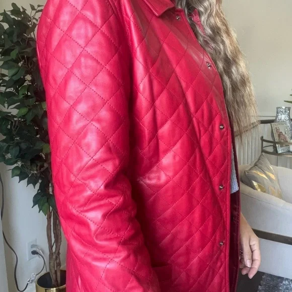 Salvatore Ferragamo Women’s Red Authentic Leather Jacket Vintage Size 8 EU42